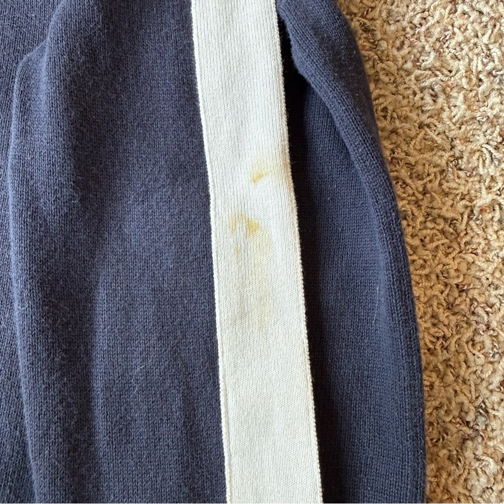 Vtg Polo Jeans Ralph Lauren Sweater Womens Full Zip Varsity Stripe Medium Navy - Picture 6 of 13